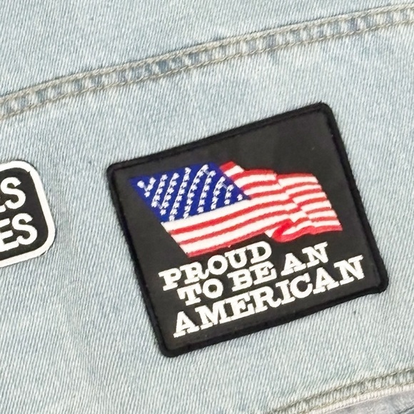 Vintage DIAMOND PLATE Women’s Plus LIVE TO RIDE Denim Biker Vest Patches Size 2X - Picture 7 of 8